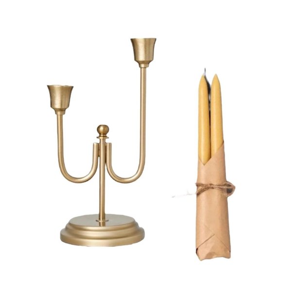 Hearth & Hand Accents Hearth Hand Magnolia Staggered Metal Taper Candelabra Brass Beeswax